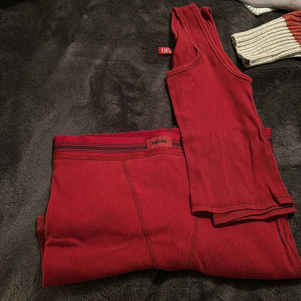 SKIMS Red Ribbed Lounge Set